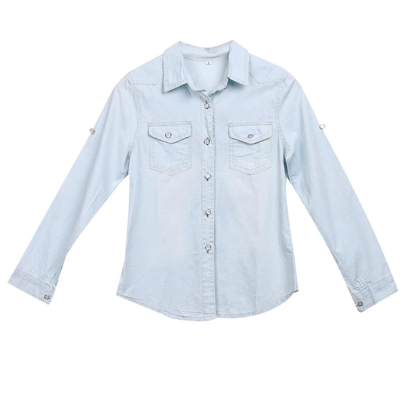 Women's Casual Blue Denim Shirt