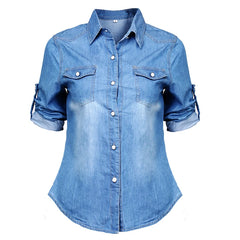 Women's Casual Blue Denim Shirt